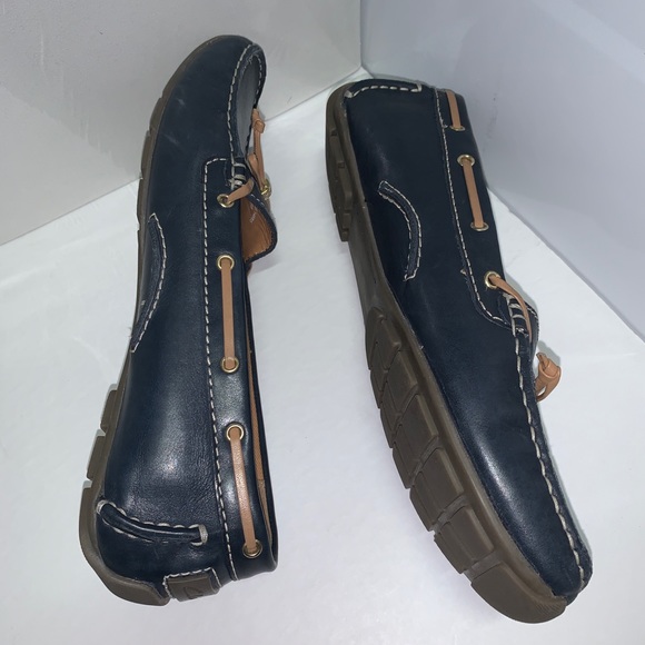clarks navy loafers
